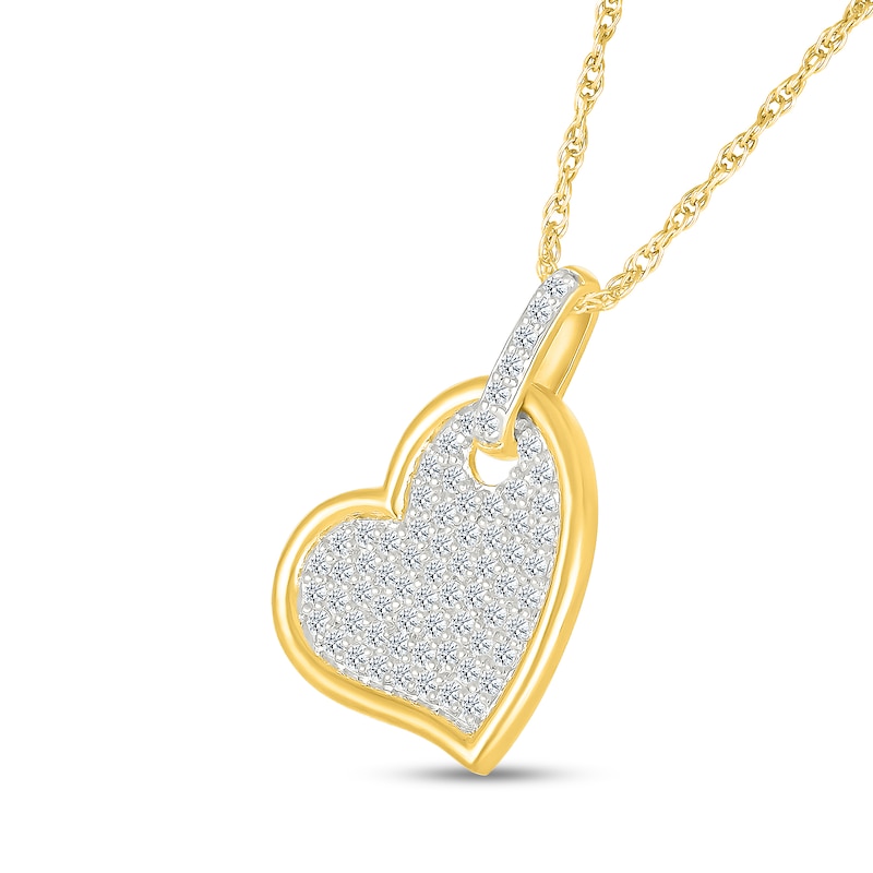 Main Image 2 of 1/4 CT. T.W. Multi-Diamond Tilted Heart Pendant in 10K Gold