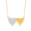 Thumbnail Image 1 of 1/8 CT. T.W. Multi-Diamond and Polished Double Heart Necklace in 10K Gold