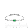 Thumbnail Image 3 of Emerald-Cut Lab-Created Emerald and White Lab-Created Sapphire Frame Link Bolo Bracelet in Sterling Silver - 9.0&quot;