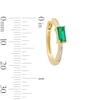 Thumbnail Image 3 of Baguette-Cut Lab-Created Emerald and White Lab-Created Sapphire Hoop Earrings in Sterling Silver with 18K Gold Plate