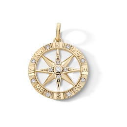 1/5 CT. T.W. Diamond Compass Pendant in 10K Gold - 22&quot;