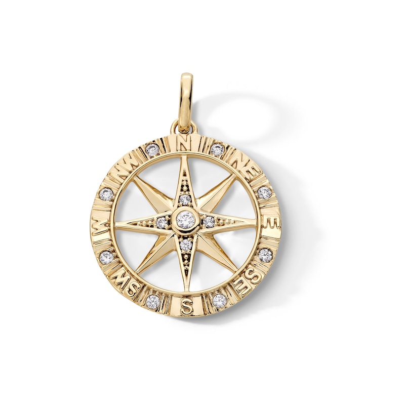 1/5 CT. T.W. Diamond Compass Pendant in 10K Gold - 22"