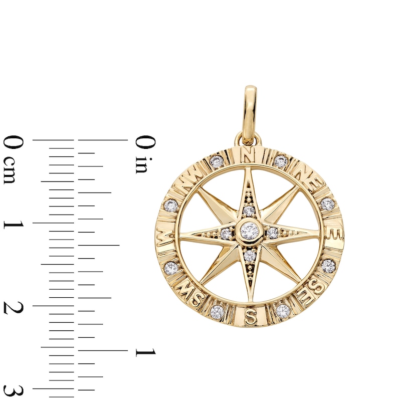 1/5 CT. T.W. Diamond Compass Pendant in 10K Gold - 22"