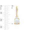 Thumbnail Image 3 of Cushion-Cut Lab-Created Opal and White Lab-Created Sapphire Dangle Drop Earrings in Sterling Silver with 18K Gold Plate