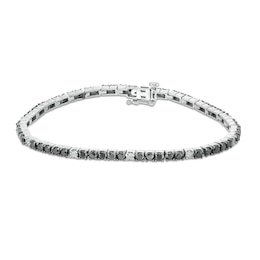 3 CT. T.W. Black and White Diamond Station Line Bracelet in Sterling Silver and Black Rhodium