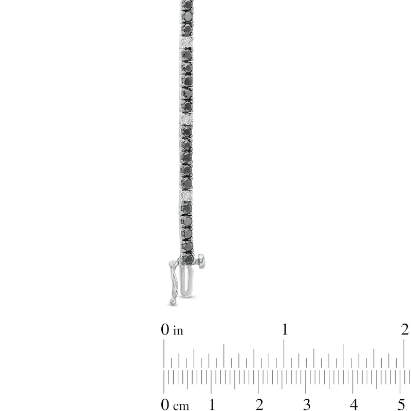 Main Image 3 of 3 CT. T.W. Black and White Diamond Station Line Bracelet in Sterling Silver and Black Rhodium