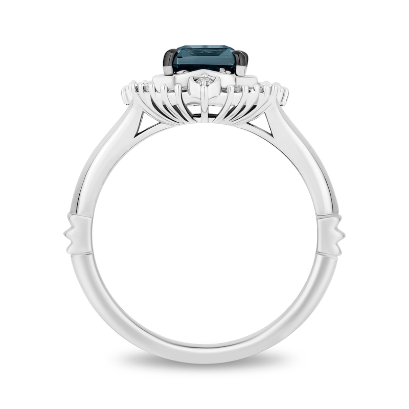 Main Image 3 of Enchanted Disney Cinderella London Blue Topaz and Diamond Sunburst Carriage Frame Split Shank Ring in Sterling Silver