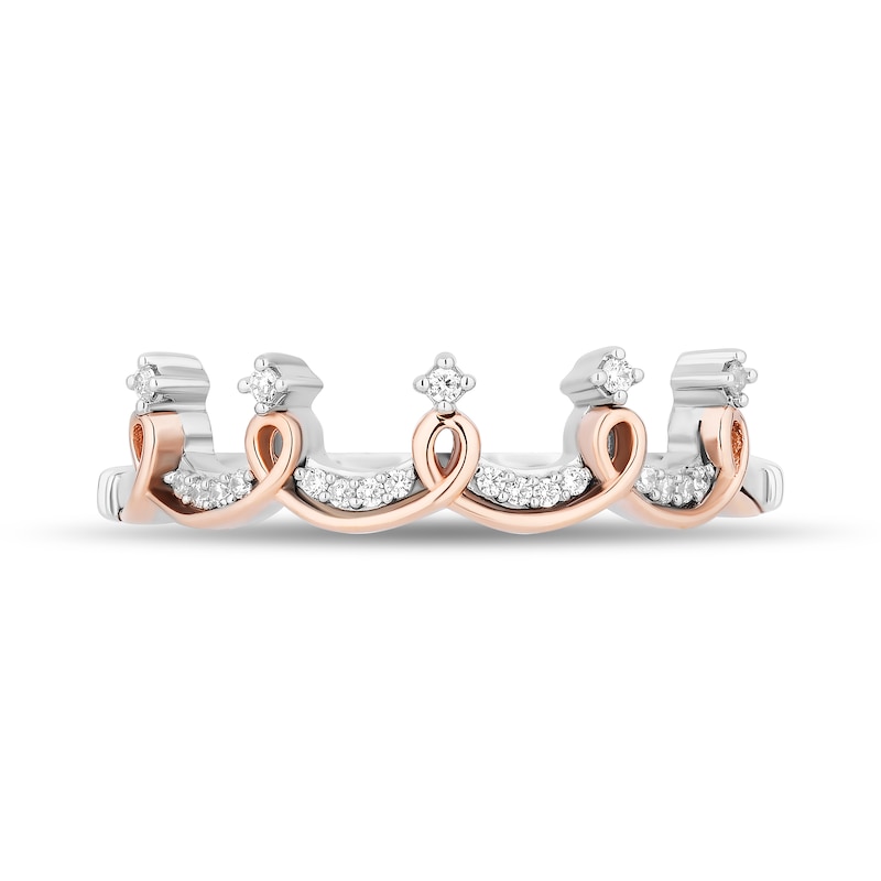 Enchanted Disney Majestic Princess 1/6 CT. T.W. Diamond Crown Two Piece Ring Set in Sterling Silver and 10K Rose Gold