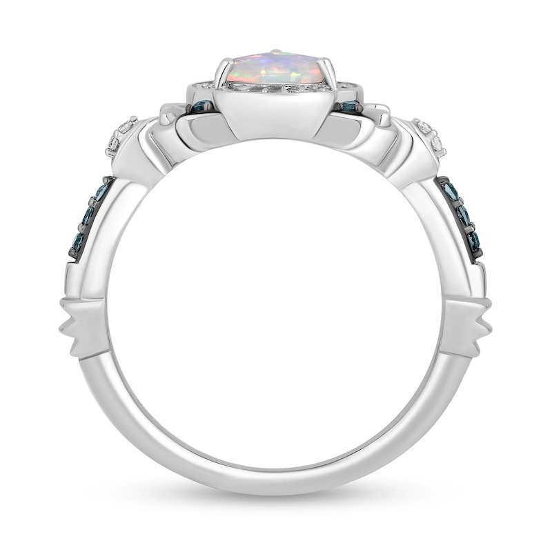 Main Image 3 of Enchanted Disney Cinderella Lab-Created Opal and London Blue Topaz with Diamond Frame Carriage Ring in Sterling Silver