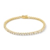 Thumbnail Image 1 of White Lab-Created Sapphire Tennis Bracelet in Sterling Silver with 18K Gold Plate - 7.25&quot;