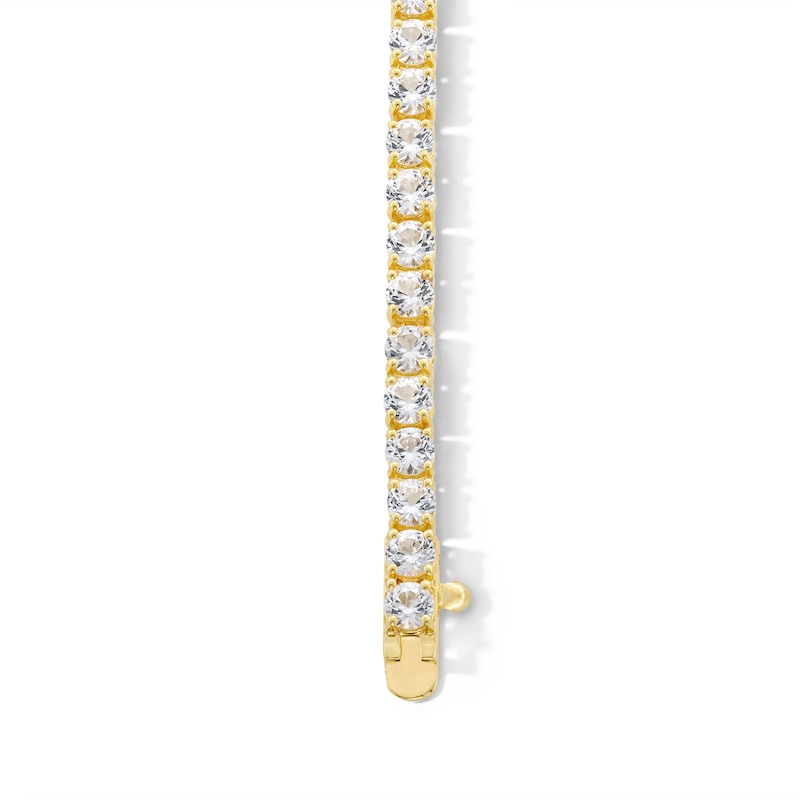 Main Image 3 of White Lab-Created Sapphire Tennis Bracelet in Sterling Silver with 18K Gold Plate - 7.25&quot;