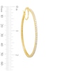 Thumbnail Image 3 of White Lab-Created Sapphire Large Hoop Earrings in Sterling Silver with 18K Gold Plate