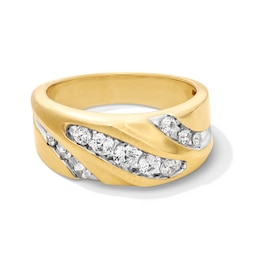 3/4 CT. T.W. Certified Lab-Created Diamond Triple Row Slant Band in 10K Gold (F/VS2)