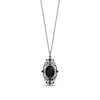 Thumbnail Image 1 of Enchanted Disney Villains Maleficent Oval Onyx and Diamond Scroll Frame Pendant in Black Rhodium Sterling Silver