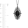 Thumbnail Image 3 of Enchanted Disney Villains Maleficent Oval Onyx and Diamond Scroll Frame Pendant in Black Rhodium Sterling Silver