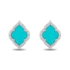 Thumbnail Image 1 of Enchanted Disney Jasmine Turquoise and 1/6 CT. T.W. Diamond Quatrefoil Frame Stud Earrings in Sterling Silver