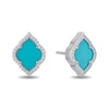 Thumbnail Image 2 of Enchanted Disney Jasmine Turquoise and 1/6 CT. T.W. Diamond Quatrefoil Frame Stud Earrings in Sterling Silver