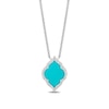 Thumbnail Image 1 of Enchanted Disney Jasmine Turquoise and 1/8 CT. T.W. Diamond Quatrefoil Frame Necklace in Sterling Silver