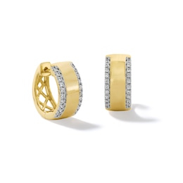 1/6 CT. T.W. Diamond Edge Huggie Hoop Earrings in 10K Gold