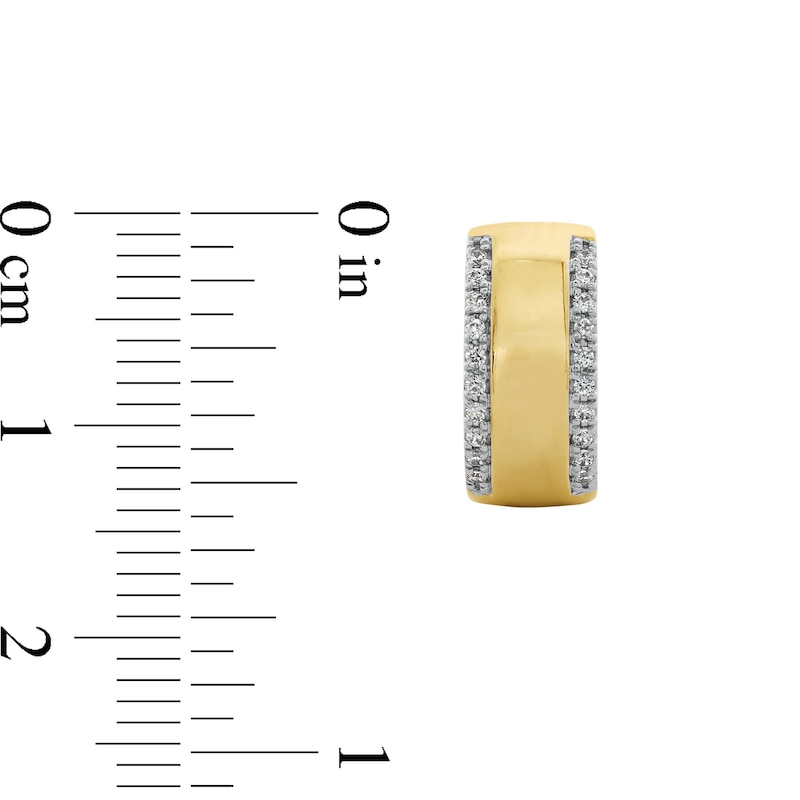 Main Image 3 of 1/6 CT. T.W. Diamond Edge Huggie Hoop Earrings in 10K Gold