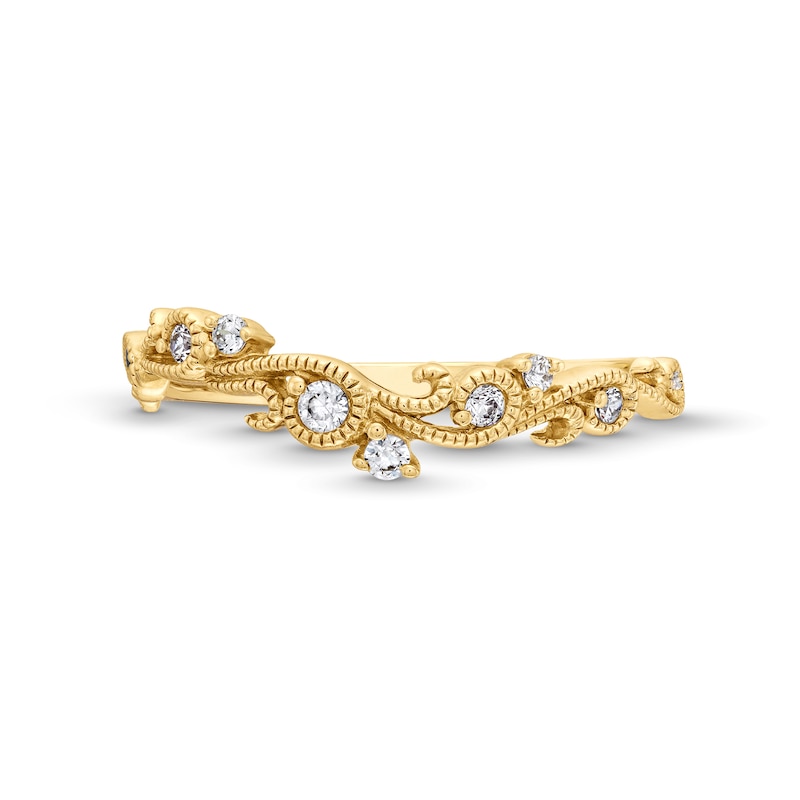 Main Image 4 of 1/10 CT. T.W. Diamond Filigree Vintage-Style Contour Anniversary Band in 10K Gold