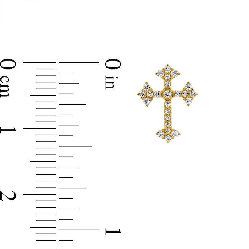 Main Image 3 of 1/4 CT. T.W. Diamond Gothic-Style Cross Stud Earrings in 10K Gold