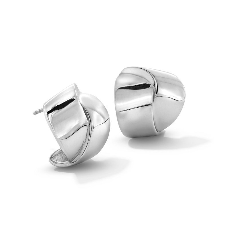 Main Image 1 of Crossover Curved Stud Earrings in Hollow Sterling Silver