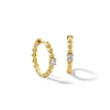 Thumbnail Image 1 of 1/8 CT. T.W. Diamond Solitaire Beaded Hoop Earrings in 10K Gold