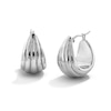 Thumbnail Image 1 of 22.0mm Ribbed Tapered Oval Hoop Earrings in Solid Sterling Silver