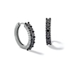 Thumbnail Image 0 of 3/4 CT. T.W. Black Diamond Huggie Hoop Earrings in Sterling Silver