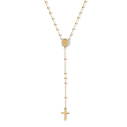 Diamond Accent Beaded Rosary Necklace in 10K Gold - 18.5&quot;