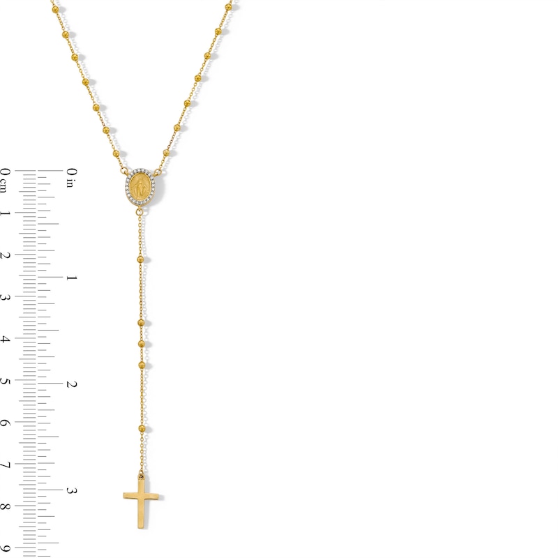 Diamond Accent Beaded Rosary Necklace in 10K Gold - 18.5"