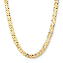 9.5mm Concave Curb Chain Necklace in Solid 10K Gold - 22”