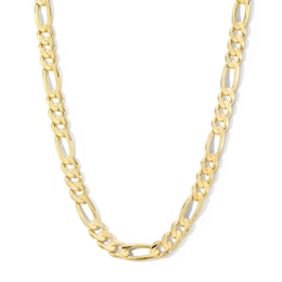 9.5mm Concave Figaro Chain Necklace in Solid 10K Gold - 22”