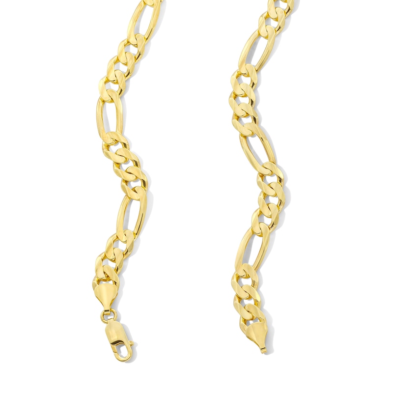 Main Image 2 of 9.5mm Concave Figaro Chain Necklace in Solid 10K Gold - 22”