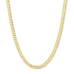 6.9mm Concave Curb Chain Necklace in Solid 10K Gold - 20”