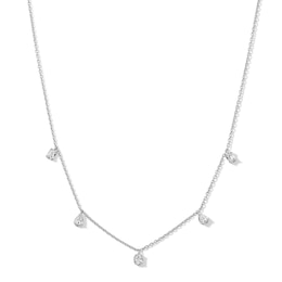 1/2 CT. T.W. Multi-Shaped Certified Lab-Created Diamond Five Stone Station Necklace in 10K White Gold (I/SI2)