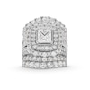 Thumbnail Image 1 of 7 CT. T.W. Princess-Cut Certified Lab-Created Diamond Double Cushion Frame Multi-Row Bridal Set in 14K White Gold