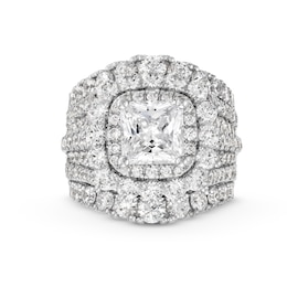 7-1/2 CT. T.W. Princess-Cut Certified Lab-Created Diamond Double Frame Multi-Row Engagement Ring in 14K White Gold