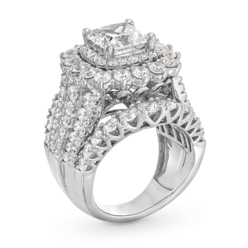 Main Image 3 of 7-1/2 CT. T.W. Princess-Cut Certified Lab-Created Diamond Double Frame Multi-Row Engagement Ring in 14K White Gold