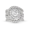 Thumbnail Image 1 of 6-1/2 CT. T.W. Certified Lab-Created Diamond Swirl Frame Multi-Row Engagement Ring in 14K White Gold (F/VS2)