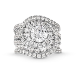 6-1/2 CT. T.W. Certified Lab-Created Diamond Swirl Frame Multi-Row Engagement Ring in 14K White Gold (F/VS2)