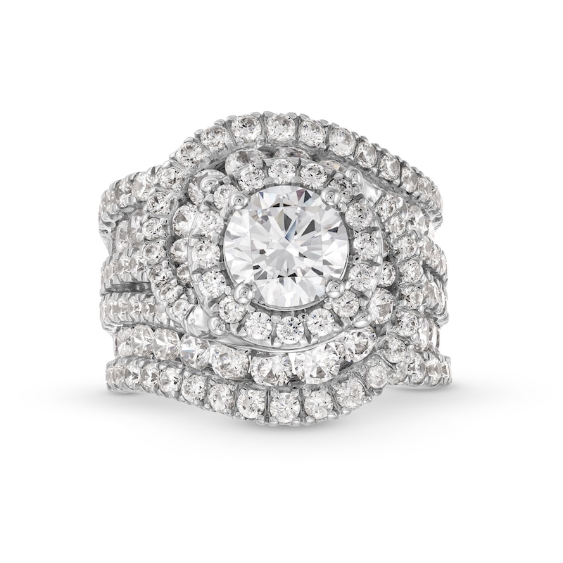 Main Image 1 of 6-1/2 CT. T.W. Certified Lab-Created Diamond Swirl Frame Multi-Row Engagement Ring in 14K White Gold (F/VS2)