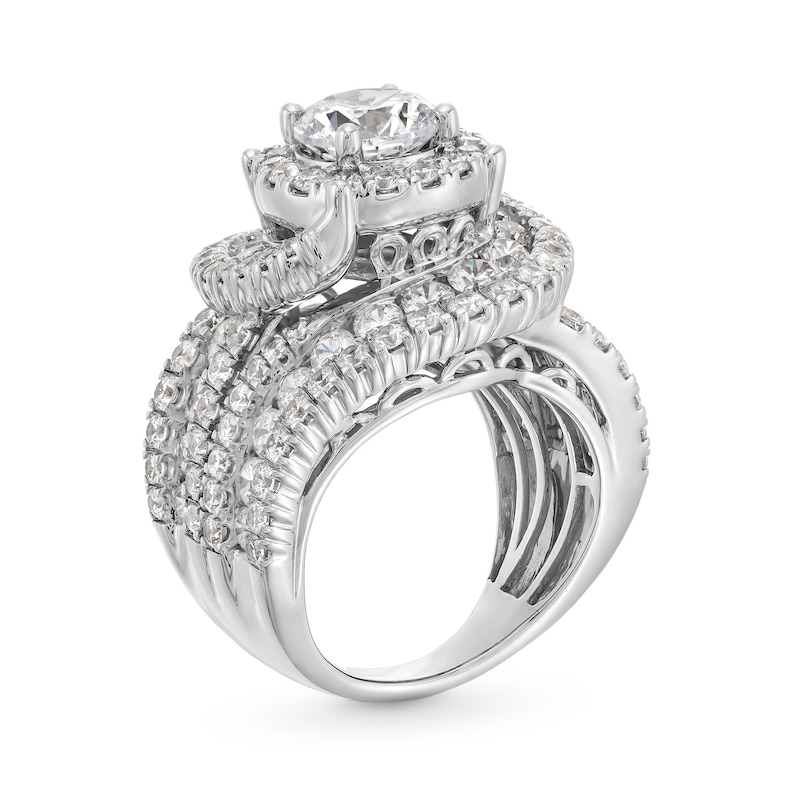 Main Image 3 of 6-1/2 CT. T.W. Certified Lab-Created Diamond Swirl Frame Multi-Row Engagement Ring in 14K White Gold (F/VS2)