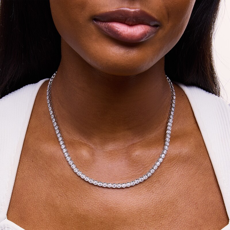 Main Image 2 of 9 CT. T.W. Certified Lab-Created Diamond Tennis Necklace in 10K White Gold (I/SI2)