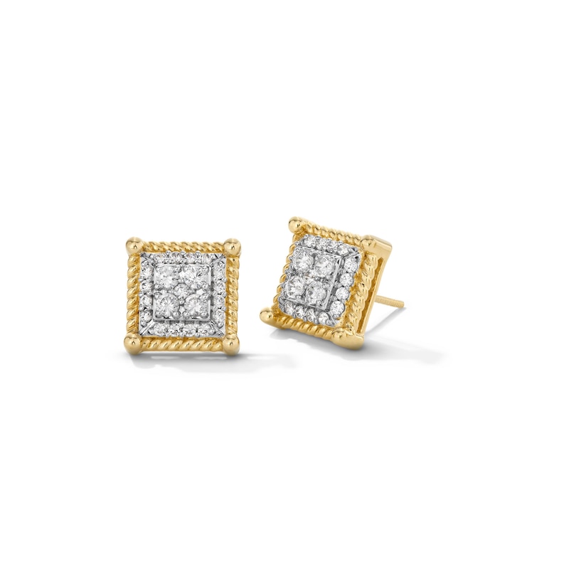 Main Image 1 of 1/2 CT. T.W. Square-Shaped Certified Lab-Created Multi-Diamond Double Frame Stud Earrings in 10K Gold (F/SI2)