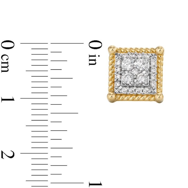 Main Image 3 of 1/2 CT. T.W. Square-Shaped Certified Lab-Created Multi-Diamond Double Frame Stud Earrings in 10K Gold (F/SI2)