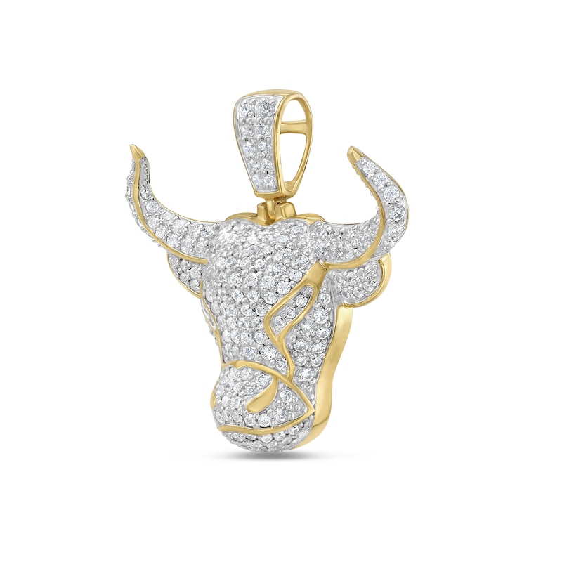 Main Image 2 of 1 CT. T.W. Diamond Bull Head Necklace Charm in 10K Gold