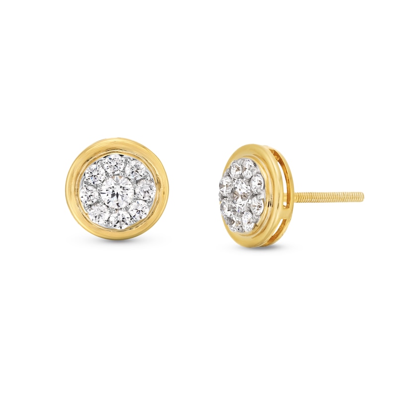 Main Image 1 of 3/4 CT. T.W. Multi-Diamond Frame Stud Earrings in 10K Gold