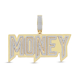 1 CT. T.W. Diamond &quot;MONEY&quot; Necklace Charm in 10K Gold